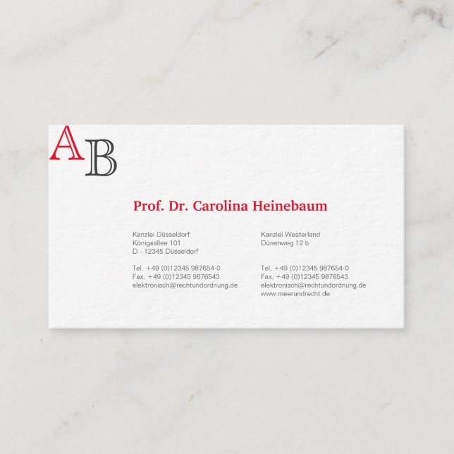 Cartes de visite pour avocat (Devant)