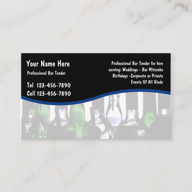 Cartes de visite pour barman (Devant)