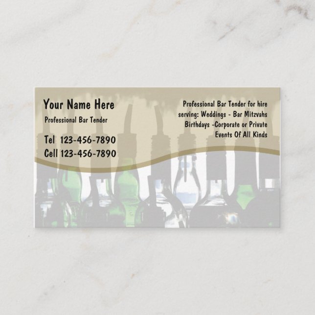 Cartes de visite pour barman (Devant)