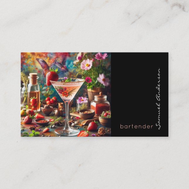 Cartes de visite pour barman mixologue (Devant)