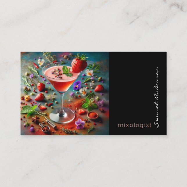 Cartes de visite pour barman mixologue (Devant)