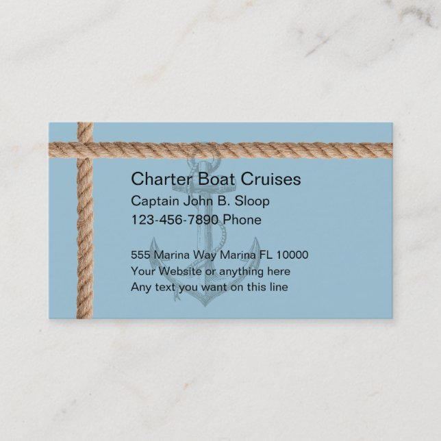 Cartes de visite pour bateau de location (Devant)