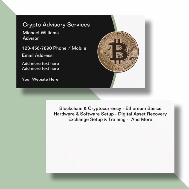 Cartes de visite pour Bitcoin et services Crypto E (Créateur téléchargé)