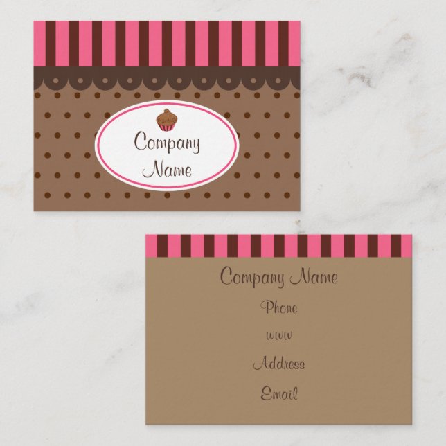 Cartes de visite pour boulangerie de Cupcakes (Devant / Derrière)