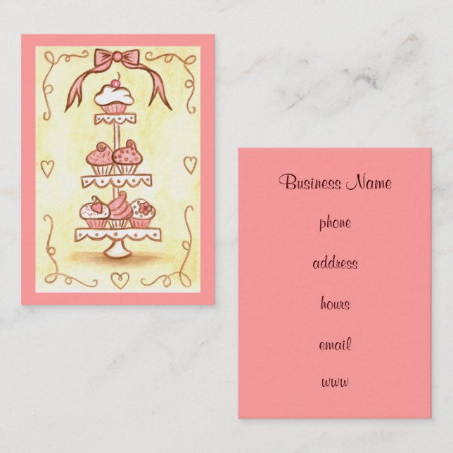 Cartes de visite pour boulangerie de Cupcakes (Devant / Derrière)