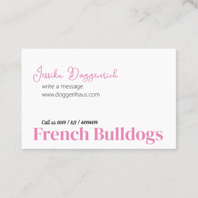 Cartes de visite pour Bouledogue Français (Dos)