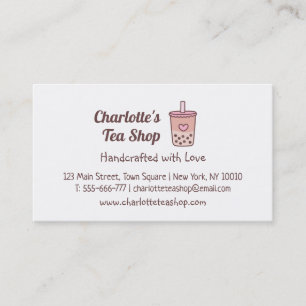Cartes de visite pour boutique de thé Boba et roya