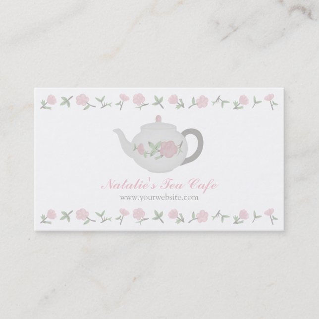 Cartes de visite pour café de thé élégant théière (Devant)