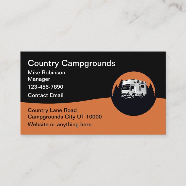 Cartes de visite pour Camping Vacances Parc (Devant)