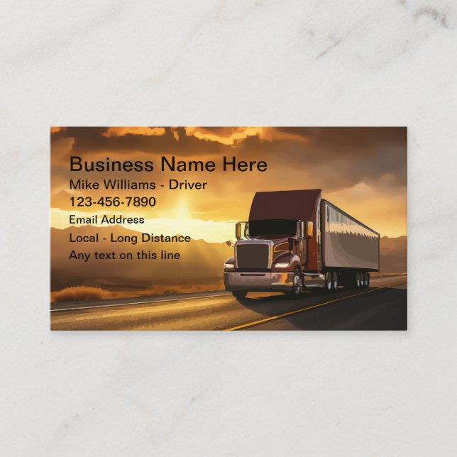 Cartes de visite pour chauffeur de camion de fret (Devant)