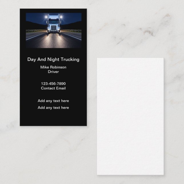 Cartes de visite pour chauffeur de camion et mécan (Devant / Derrière)