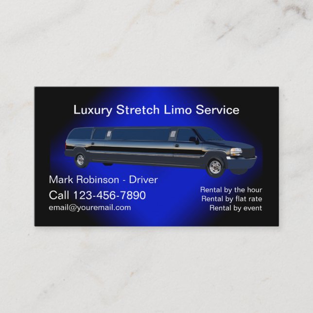Cartes de visite pour chauffeur de limousine de lu (Devant)