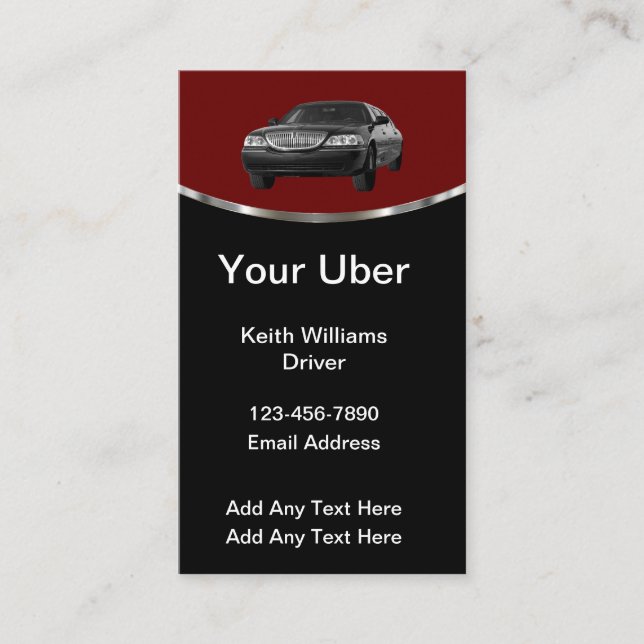 Cartes de visite pour chauffeur Uber de luxe (Devant)