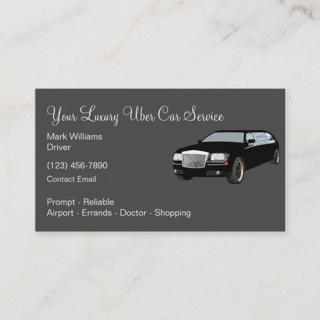 Cartes de visite pour chauffeur Uber de luxe (Devant)