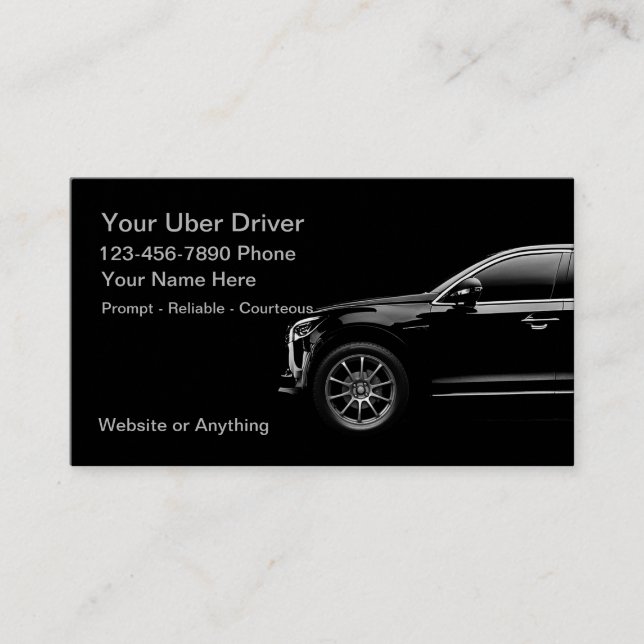 Cartes de visite pour chauffeur Uber de taxis à la (Devant)