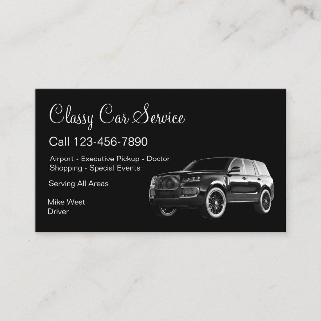Cartes de visite pour chauffeur Uber de voiture ch (Devant)