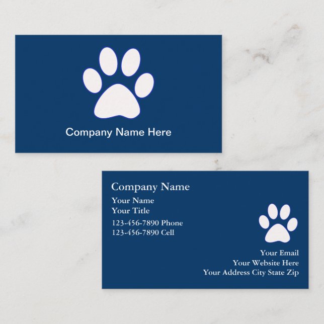 Cartes de visite pour chiens (Devant / Derrière)