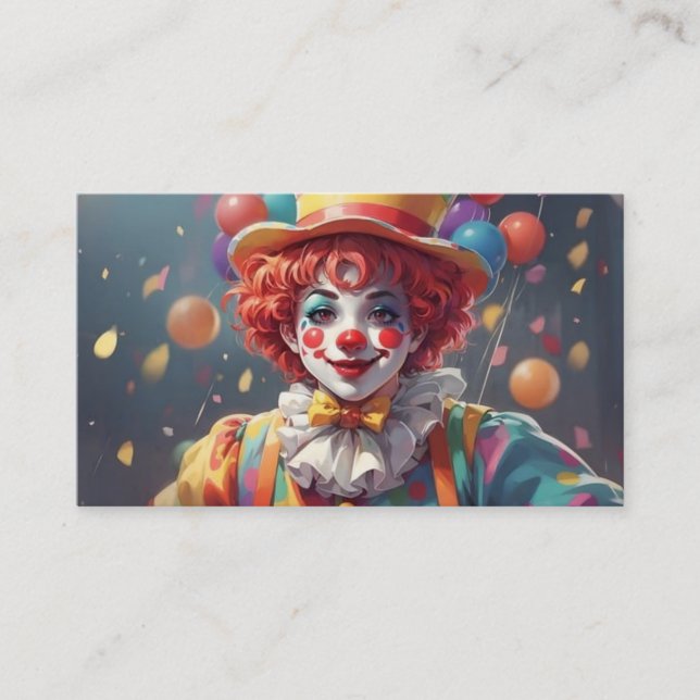 Cartes de visite pour clowns pour fêtes d'annivers (Devant)