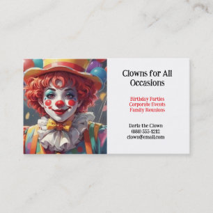 Cartes de visite pour clowns pour fêtes d'annivers