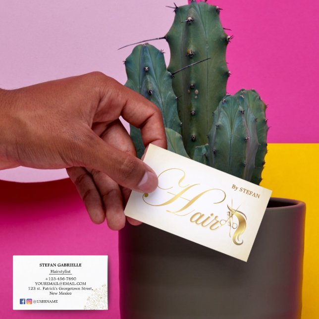 Cartes de visite pour coiffeurs - Écriture rose do (Hair Stylist Business Cards - Rose Gold Script")