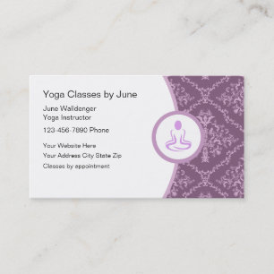 Cartes de visite pour cours de yoga violet et blan
