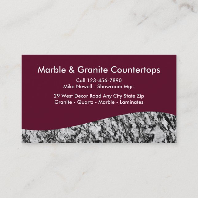 Cartes de visite pour distributeur de granit (Devant)