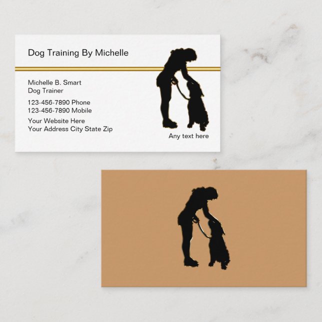 Cartes de visite pour dresseur de chien élégant (Devant / Derrière)