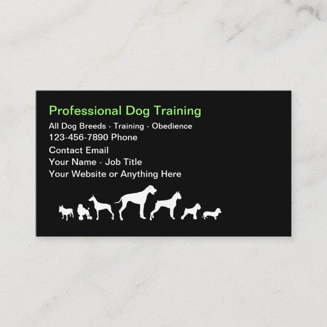 Cartes de visite pour dresseur de chiens et thème  (Devant)