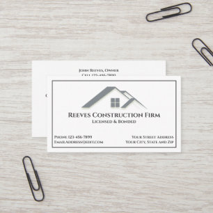 Cartes de visite pour entrepreneur en construction