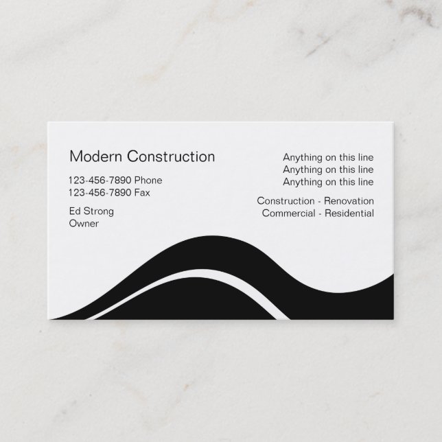 Cartes de visite pour entrepreneurs en constructio (Devant)