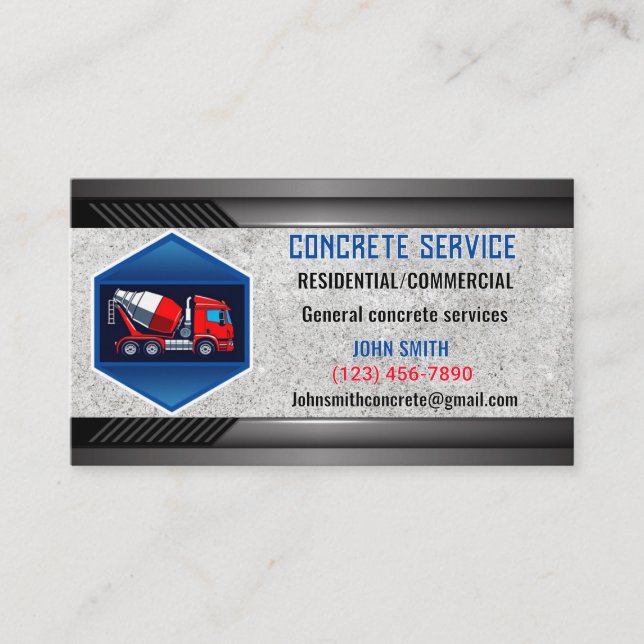 Cartes de visite pour entreprise de béton (Devant)