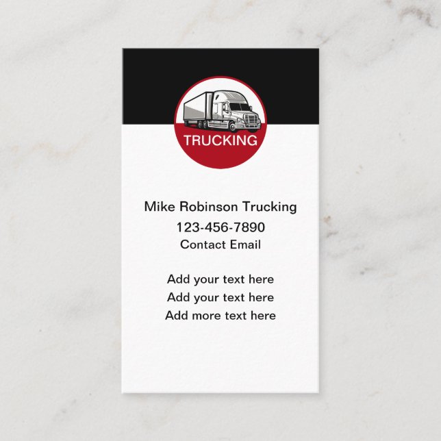Cartes de visite pour entreprise de camionnage (Devant)