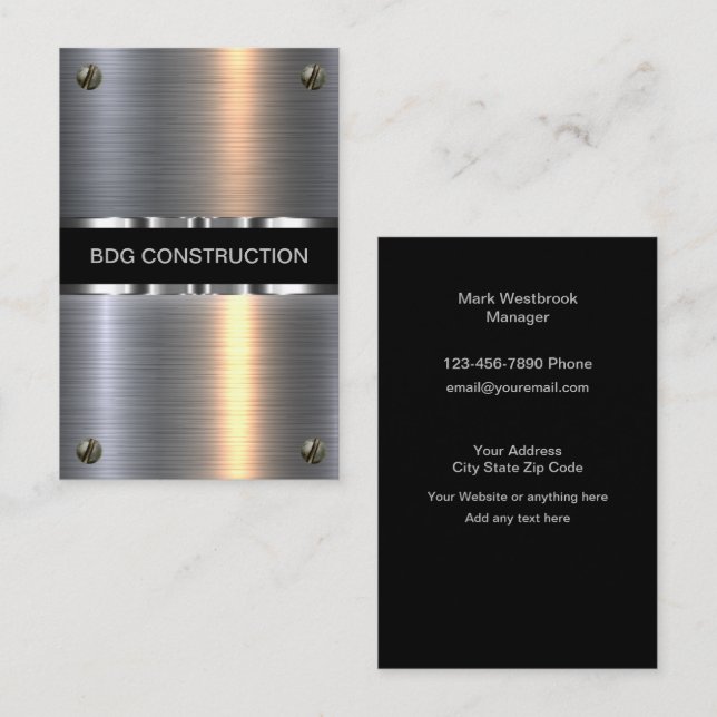 Cartes de visite pour entreprise de construction é (Devant / Derrière)