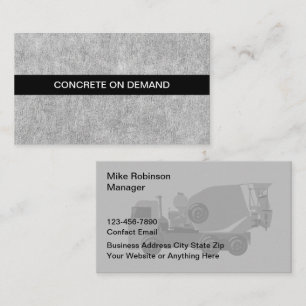 Cartes de visite pour entreprise de coulage et de 