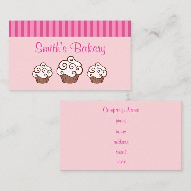 Cartes de visite pour entreprise de cupcakes perso (Devant / Derrière)