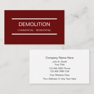 Cartes de visite pour entreprise de démolition sim