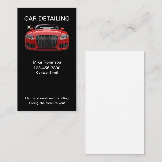 Cartes de visite pour entreprise de detailing auto (Devant / Derrière)