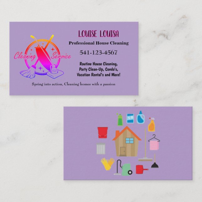 Cartes de visite pour entreprise de nettoyage de m (Devant / Derrière)