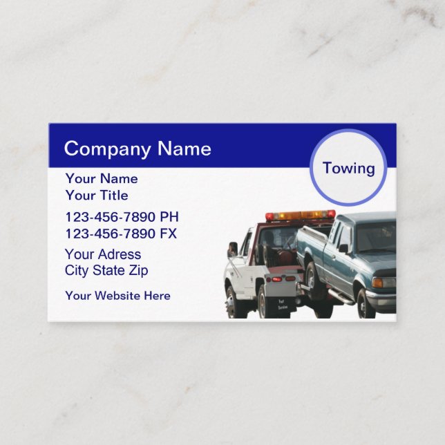 Cartes de visite pour entreprise de remorquage (Devant)