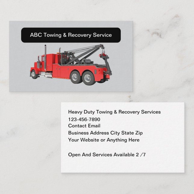 Cartes de visite pour entreprise de remorquage lou (Devant / Derrière)