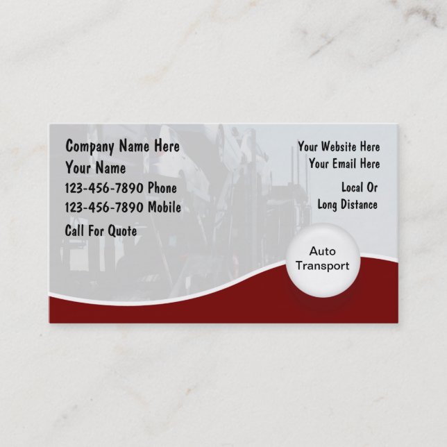 Cartes de visite pour entreprise de transport auto (Devant)