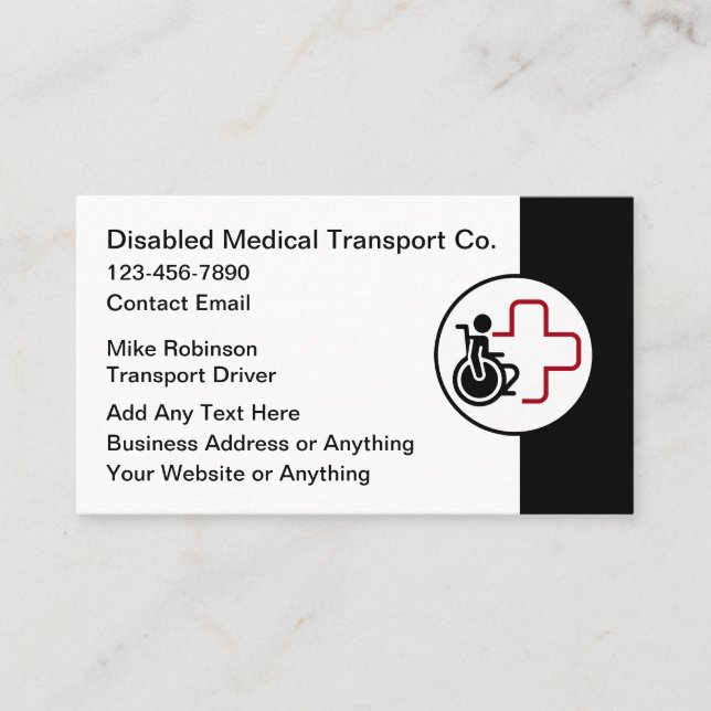 Cartes de visite pour entreprise de transport médi (Devant)
