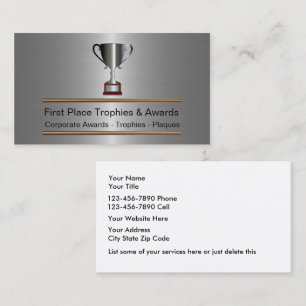 Cartes de visite pour entreprise de trophées et ré