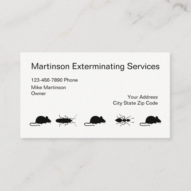 Cartes de visite pour exterminateur simple (Devant)