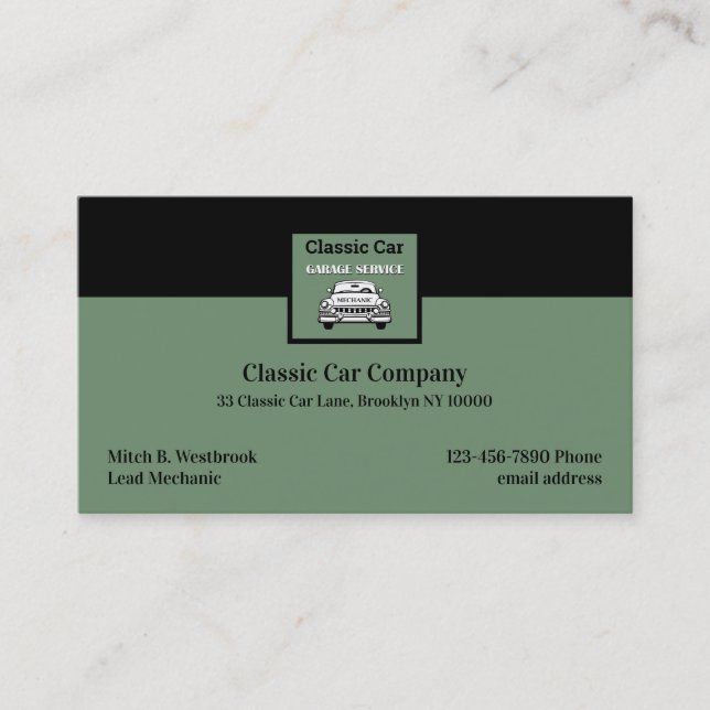 Cartes de visite pour garage de voitures classique (Devant)