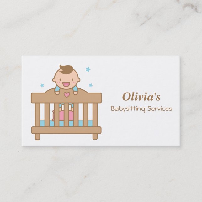 Cartes de visite pour garderie avec un bébé mignon (Devant)