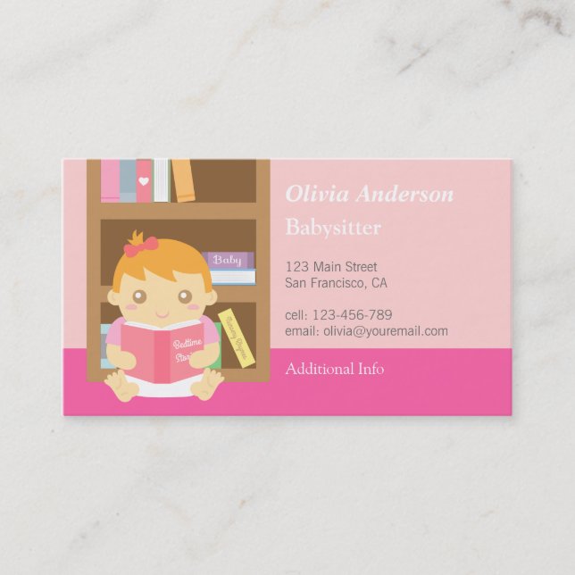 Cartes de visite pour garderie de bébé fille migno (Devant)