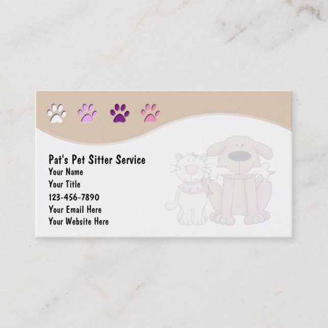 Cartes de visite pour gardien d'animaux (Devant)