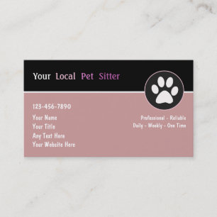 Cartes de visite pour gardien d'animaux