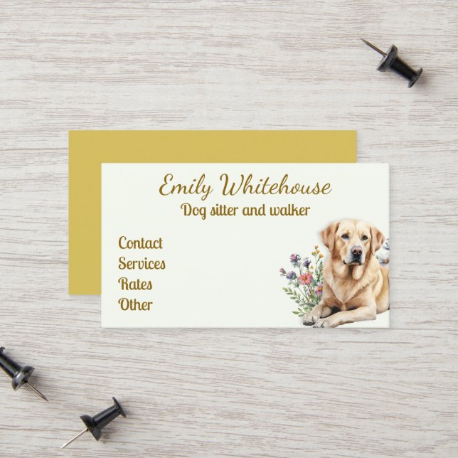 Cartes de visite pour gardien de chien Labrador ja (Devant/Arrière en situation)